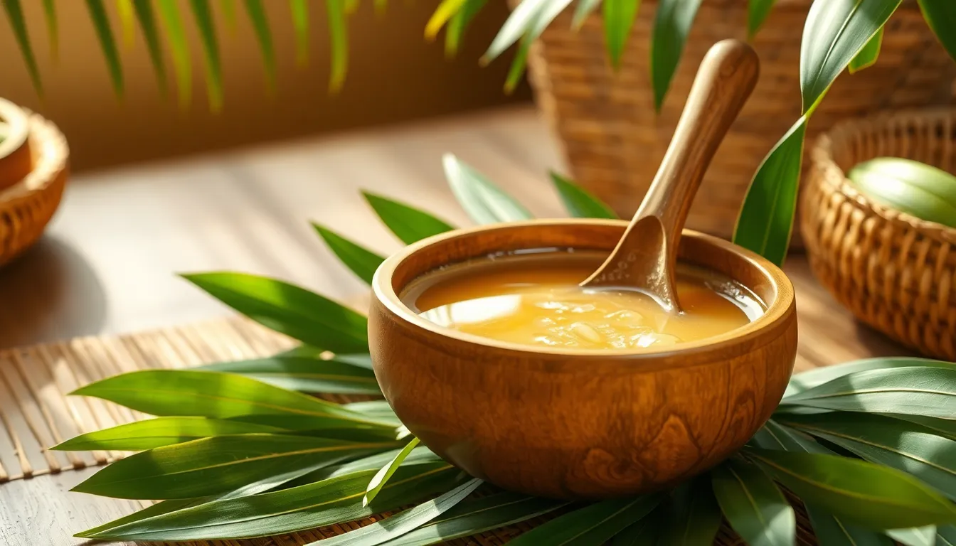 Traditionele kava-kom met wortel en bladeren in een tropische setting als natuurlijke remedie tegen angsten en fobieën.